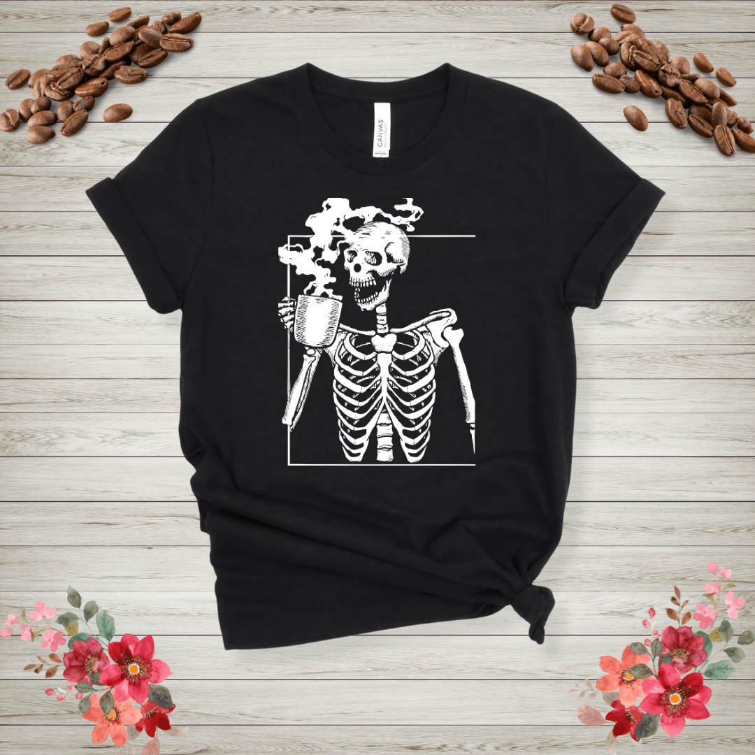 Drinking coffee skeleton